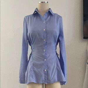 Blue Button-Up Women's Top